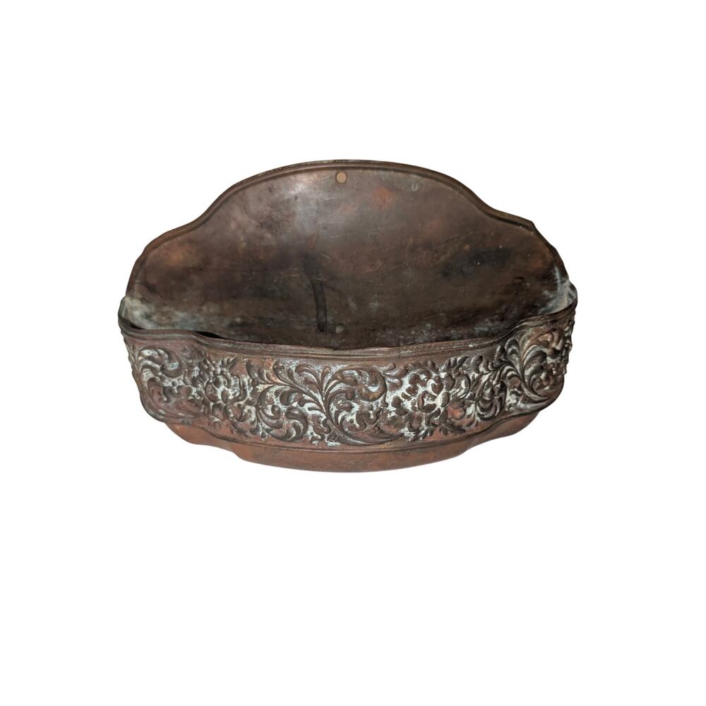 Vintage Brass & Copper Jardiniere Wall Hanging Planter